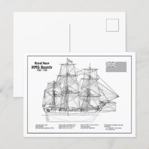 HMS Bounty - Frakt Blueprint Plans BD Vykort