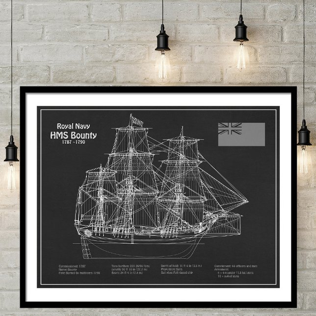 HMS Bounty - Frakt Blueprint Plans PD Fototryck (Skapare uppladdad)