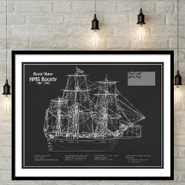 HMS Bounty - Frakt Blueprint Plans PD Poster