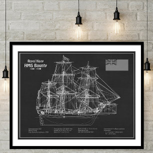 HMS Bounty - Frakt Blueprint Plans PD Poster