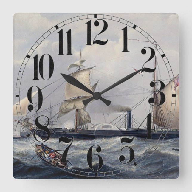 HMS-cykler Frigat 1839 Fyrkantig Klocka (Framsida)