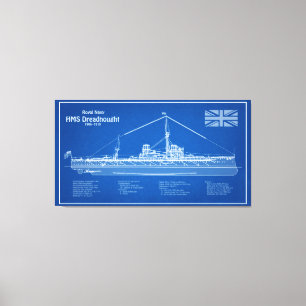 HMS Dreadnght - Frakt Blueprint ABD Canvastryck