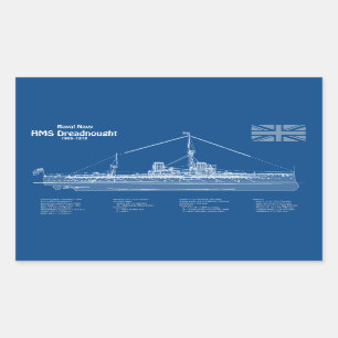 HMS Dreadnght - Frakt Blueprint ABD Rektangulärt Klistermärke