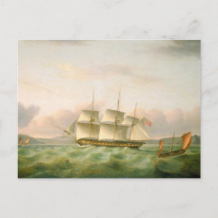 HMS Endymion från Plymouth av Thomas Luny Vykort
