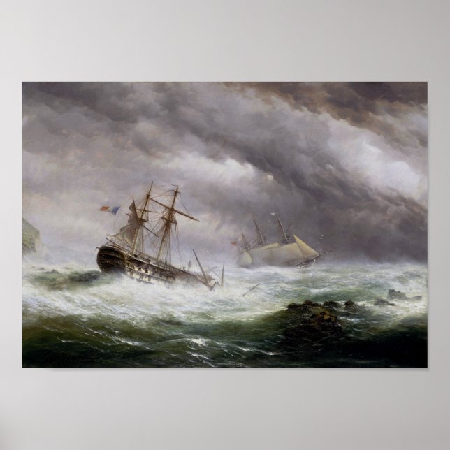 HMS Endymion undsätter en Fransk med två dekers vi Poster (Framsidan)