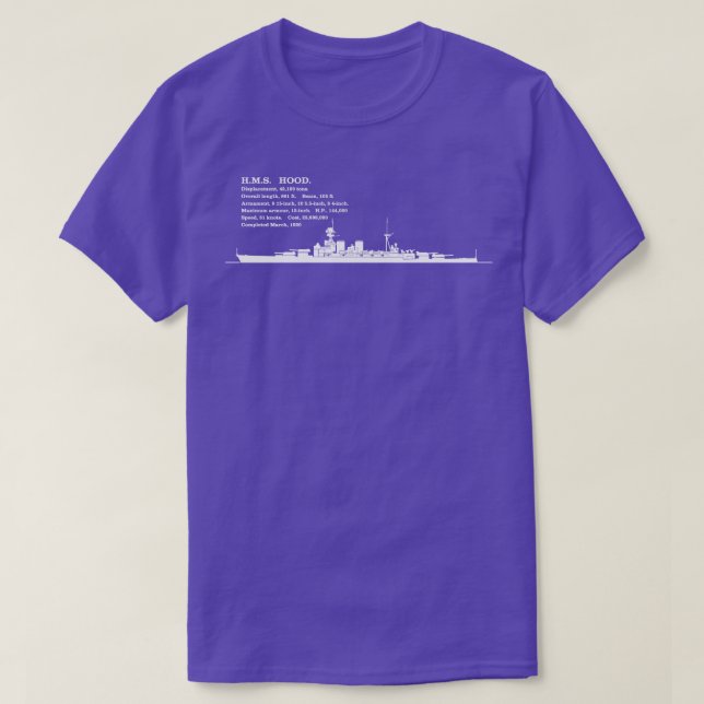 HMS Huva British Battleship Silhouette InfoGrapphy T Shirt (Design framsida)