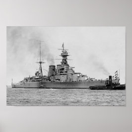 HMS-Huva - Vintage Nautical Battlecruiser Poster