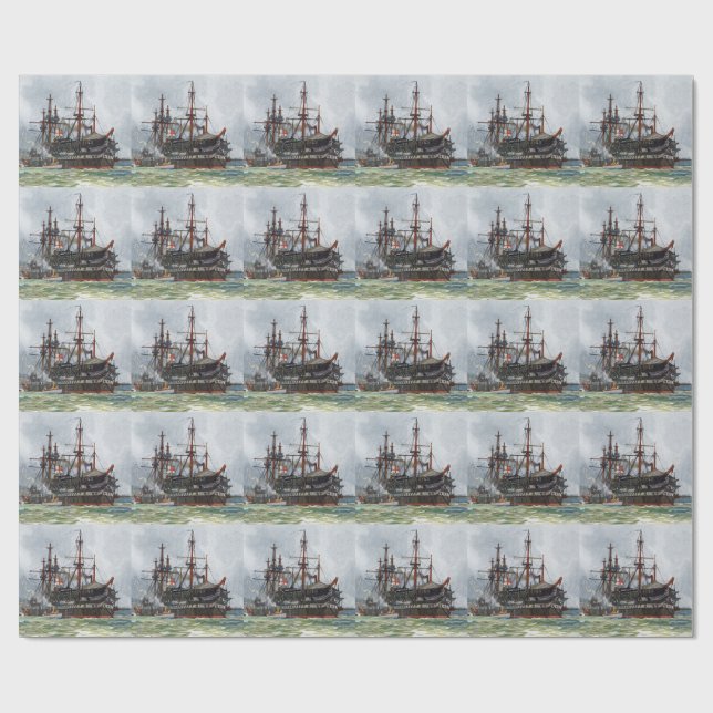 HMS Implacable var ett 74-kanoners tredjeklassfart Presentpapper (Platt)