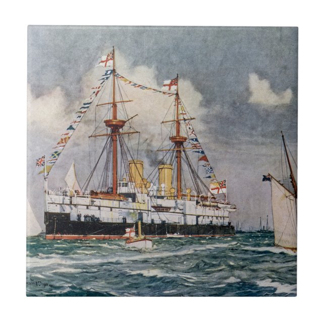 HMS Inflexible Pansarskepp 1876 Kakelplatta (Framsidan)