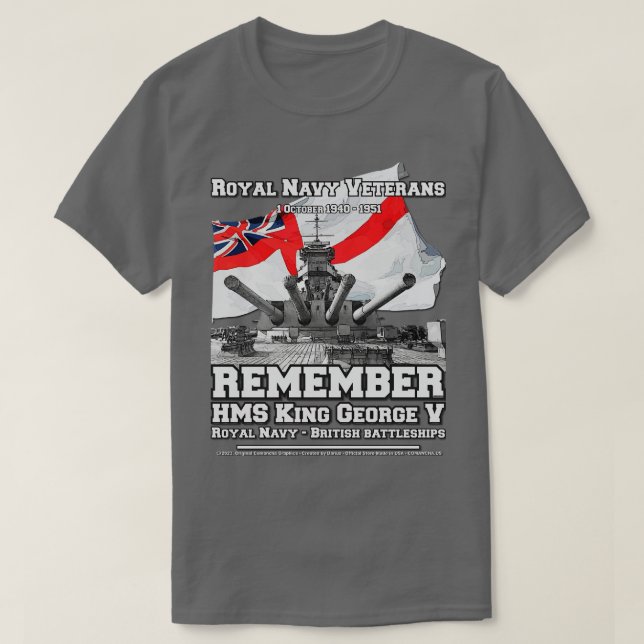 HMS Kung George Vclass-batleshöveteraner T Shirt (Design framsida)