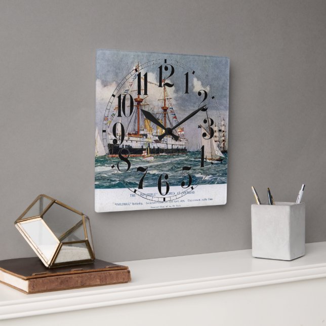 HMS oflexibel, ironklad, batterilivslapp 1876 Fyrkantig Klocka (Kontor)