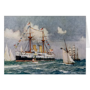HMS oflexibel, ironklad, batterilivslapp 1876 Hälsningskort