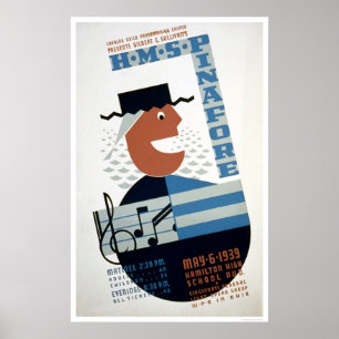 HMS Pinafront Musical 1939 WPA Poster
