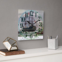 HMS Queen Battleship 1839 Fyrkantig Klocka