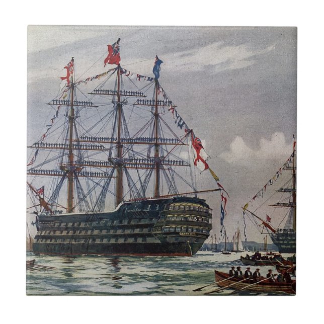 HMS Queen Battleship 1839 Kakelplatta (Framsidan)