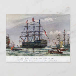 HMS Queen Battleship 1839 Vykort