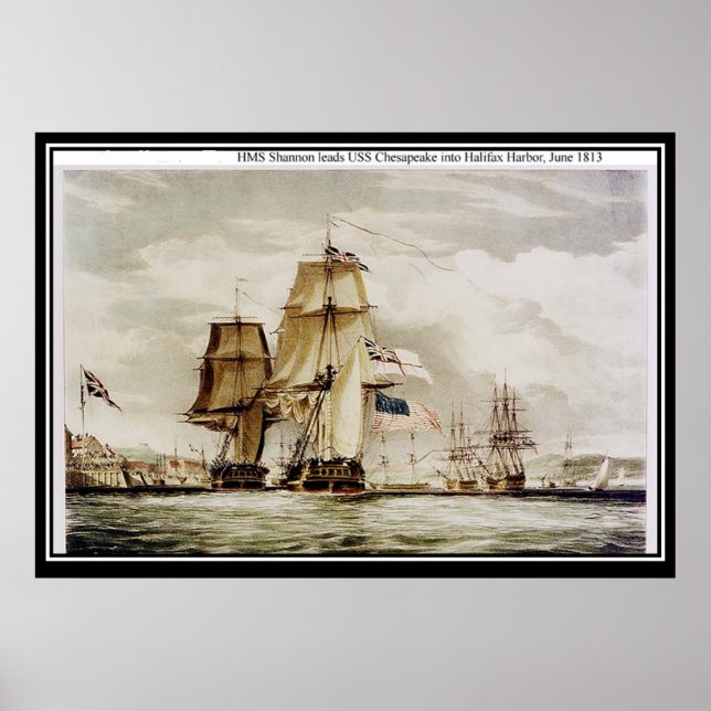 HMS Shannon och USS Chesapeake i Halifax Poster (Framsidan)