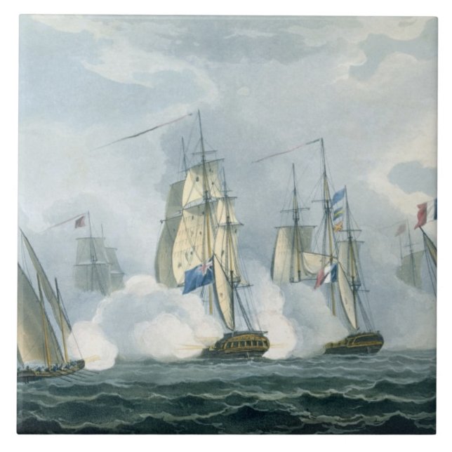 HMS Sirius, kapten Rowse som kopplar in en franska Kakelplatta (Framsidan)