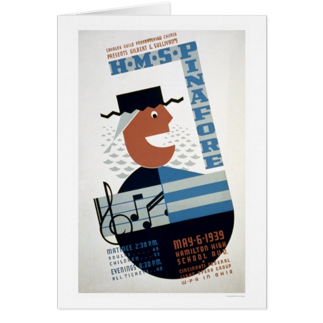 Hms-skyddsförklädemusikal 1939 WPA Hälsningskort (Framsidan)