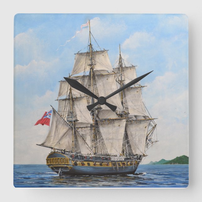 HMS Surprise Acrylic Wall Clock Fyrkantig Klocka (Framsida)