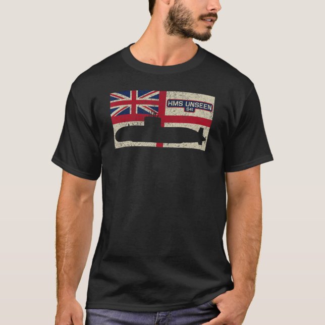 Hms Unsee S41 Submarine Royal Navy Flagga T Shirt (Framsida)