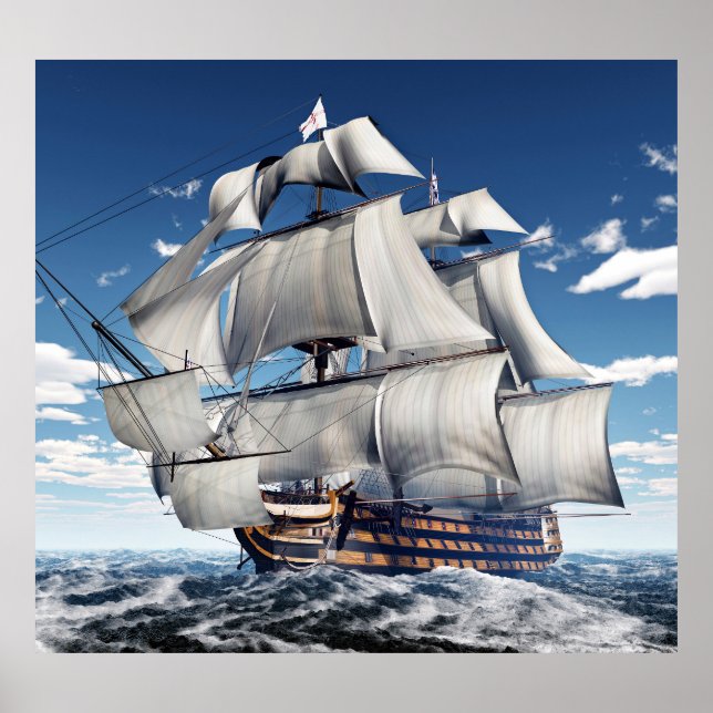 HMS Victory, 3D datorgenererad illustration. Poster (Framsidan)
