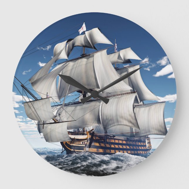 HMS Victory, 3D datorgenererad illustration. Stor Klocka (Framsida)
