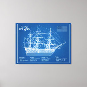 HMS Victory - Frakt Blueprint Plans ABD Canvastryck