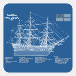 HMS Victory - Frakt Blueprint Plans ABD Fyrkantigt Klistermärke