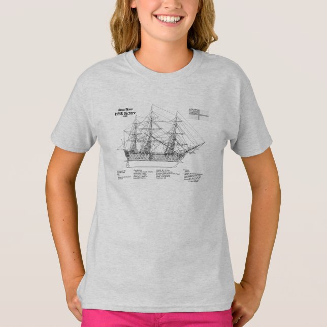 HMS Victory - Frakt Blueprint Plans SD T Shirt (Framsida)