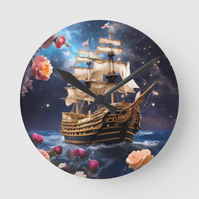 HMS Victory Lord Nelsons Frakt Rund Klocka (Framsida)