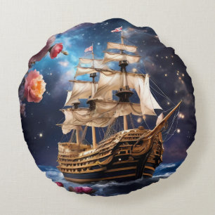 HMS Victory Lord Nelsons Frakt Rund Kudde