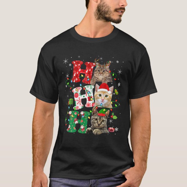 Ho3 Den finstilta jultomten Ljus Elf Reindeer Cat T Shirt (Framsida)