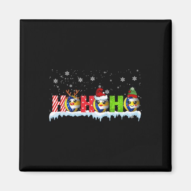 Ho3 Funny Julafton Reindeer Santa Elf Volleyball P Magnet (Framsidan)