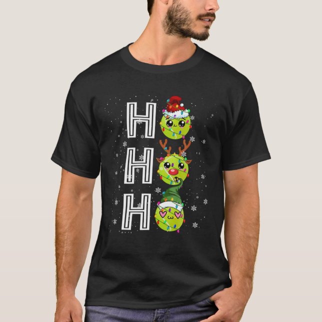 Ho3 Juli Ljus Santa Elf Reindeer Tennis Bal T Shirt (Framsida)