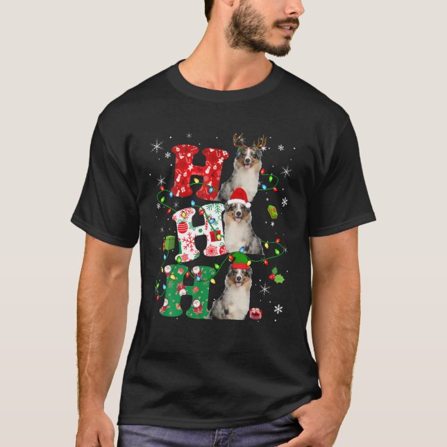 Ho3 Ljus Santa Elf Reindeer Australian T Shirt (Framsida)