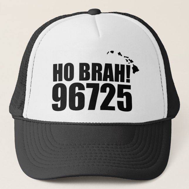 Ho Brah!..,Hawaii Zip Code Hats 96725 Holualoa Truckerkeps (Framsida)
