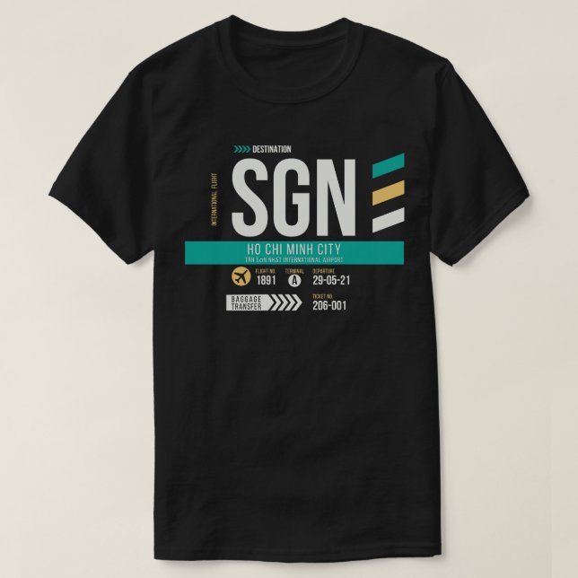 Ho Chi Minh City SGN Airport Code Baggage Märkre T Shirt (Design framsida)