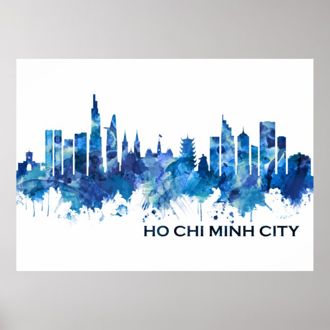 Ho Chi Minh City Vietnam Skyline Blue Poster (Framsidan)