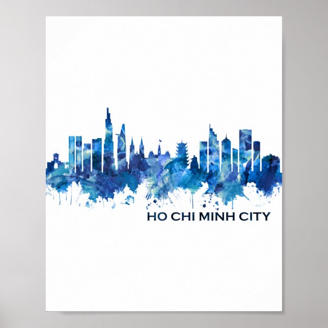 Ho Chi Minh City Vietnam Skyline Blue Poster (Framsidan)