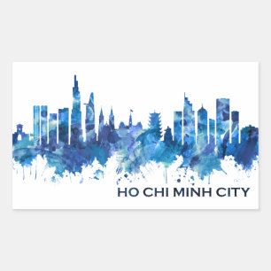 Ho Chi Minh City Vietnam Skyline Blue Rektangulärt Klistermärke