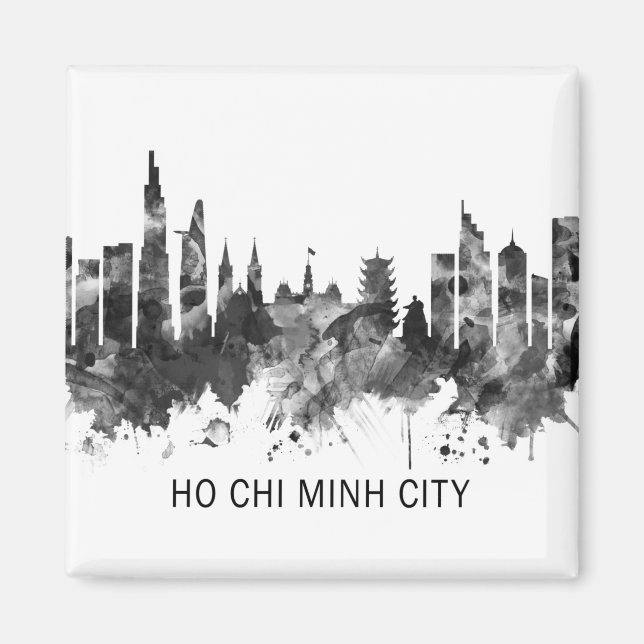 Ho Chi Minh City Vietnam Skyline BW Magnet (Framsidan)