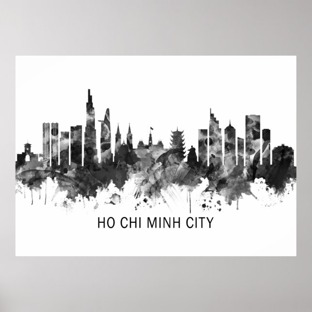 Ho Chi Minh City Vietnam Skyline BW Poster (Framsidan)