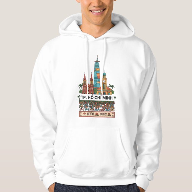Ho Chi Minh City Vietnam Travel Long Sleeve T-Shir Hoodie (Framsida)