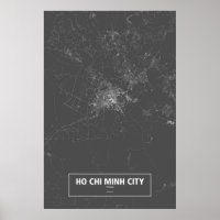 Ho Chi Minh City, Vietnam (vit på svart)