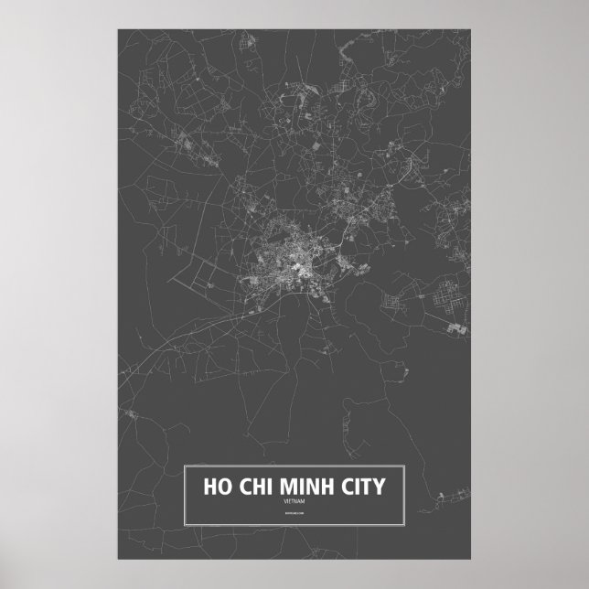 Ho Chi Minh City, Vietnam (vit på svart) Poster (Framsidan)