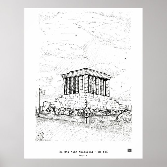 Ho Chi Minh Mausoleum Hanoi Vietnam Illustration Poster (Framsidan)