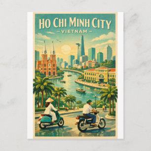 Ho Chi Minh-staden, Vietnam, i klassisk retro-stil Vykort