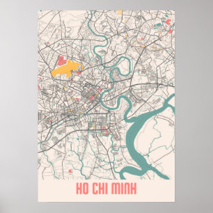 Ho Chi Minh - Vietnam Chalk City Karta Poster