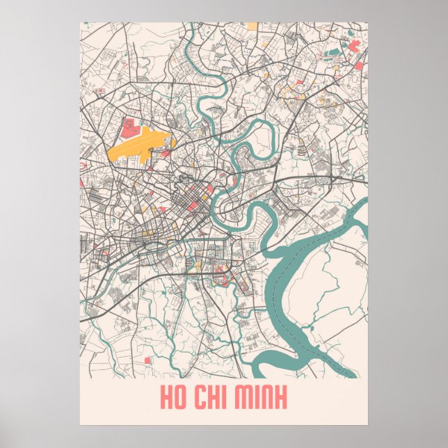 Ho Chi Minh - Vietnam Chalk City Karta Poster (Framsidan)